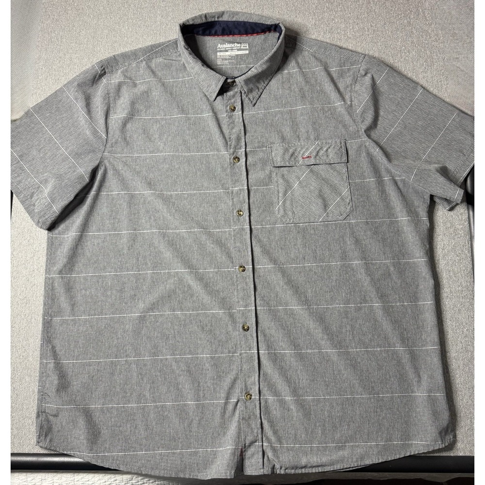 Avalanche Outdoor Supply Men XXL Grey Short Sleeve Button Down Shirt Performance